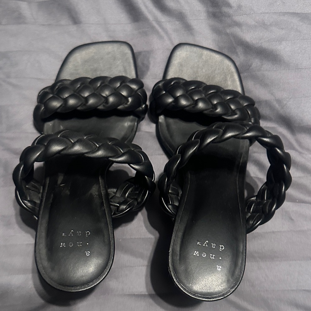 a new day Black Braided Slide Sandals - Size 7 - EUC